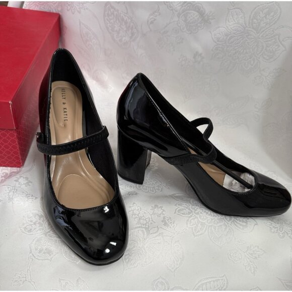 Kelly & Katie Shoes - Kelly & Katie Chesela Black Patent Leather Mary Jane Pump Heels Shoes 6.5 NEW